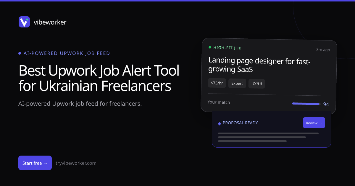 Best Upwork Job Alert Tool for Ukrainian Freelancers | Vibeworker